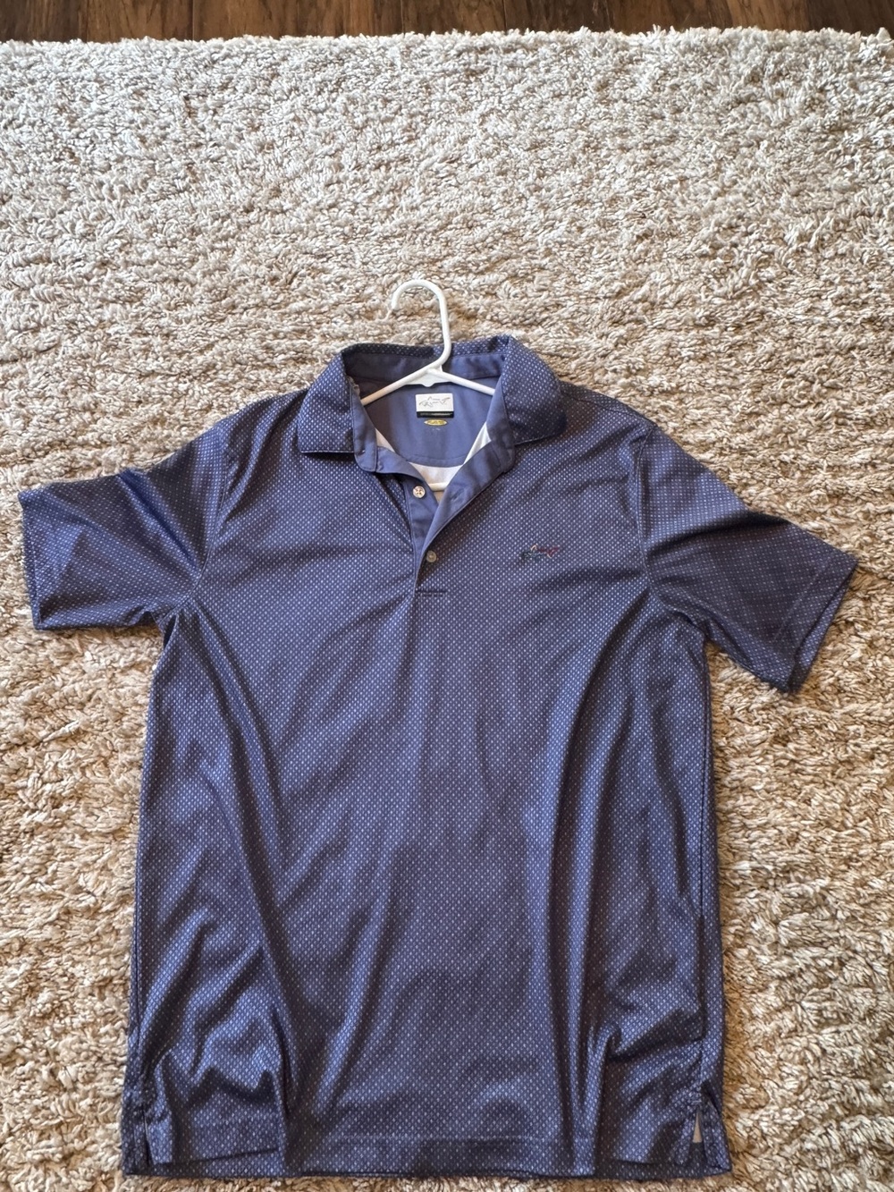 Men’s large polo Greg Norman Collection Navy Microdot Polo